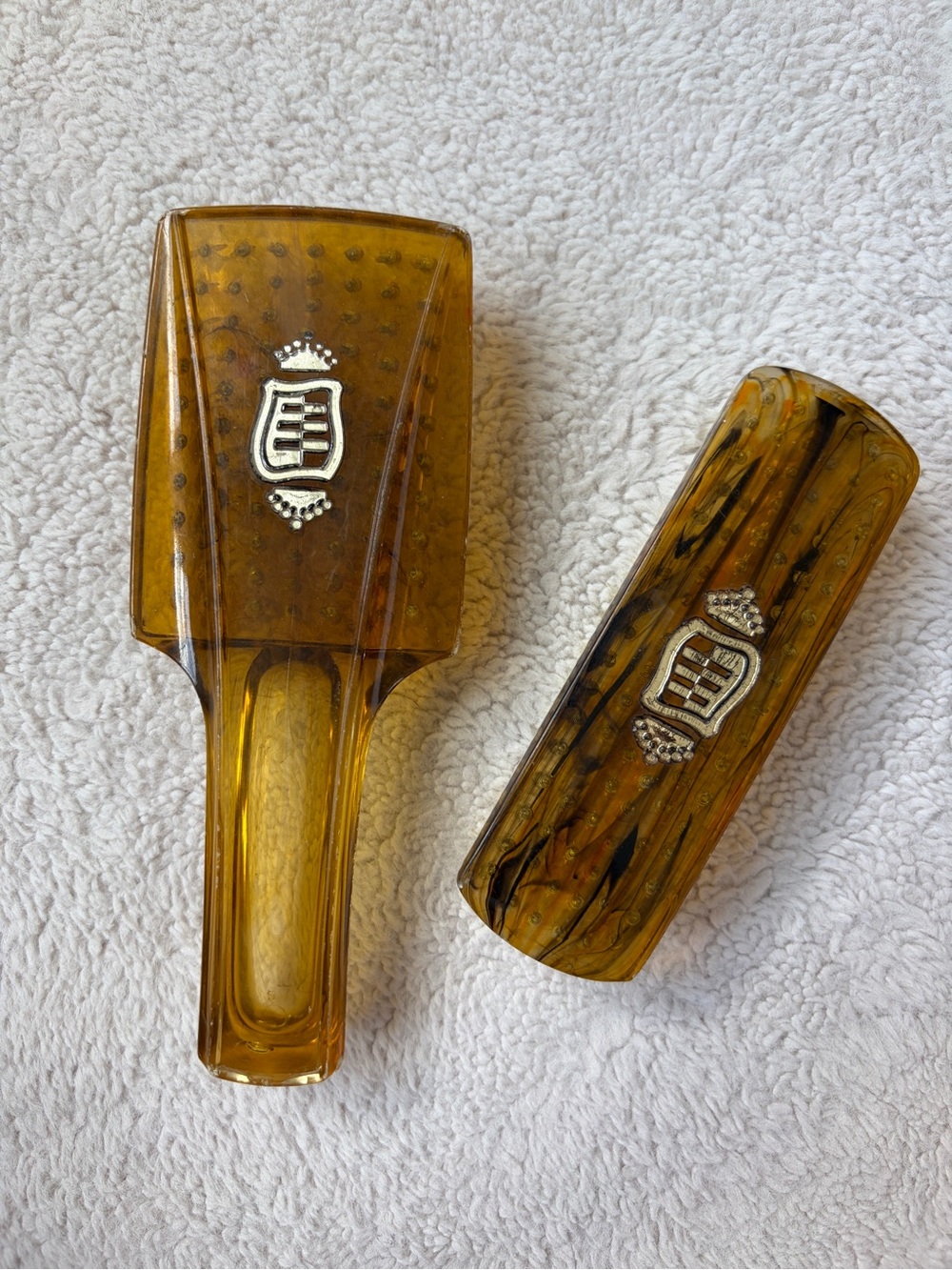 Vintage Amber Resin Hand Brush Set